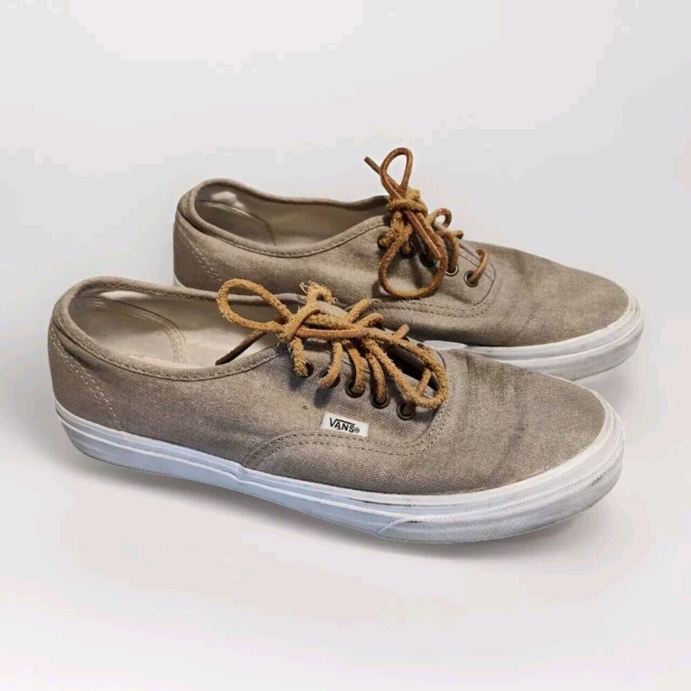 Vans Off The Wall Women's Size 10 Beige With Leather Laces Fast Shipping
